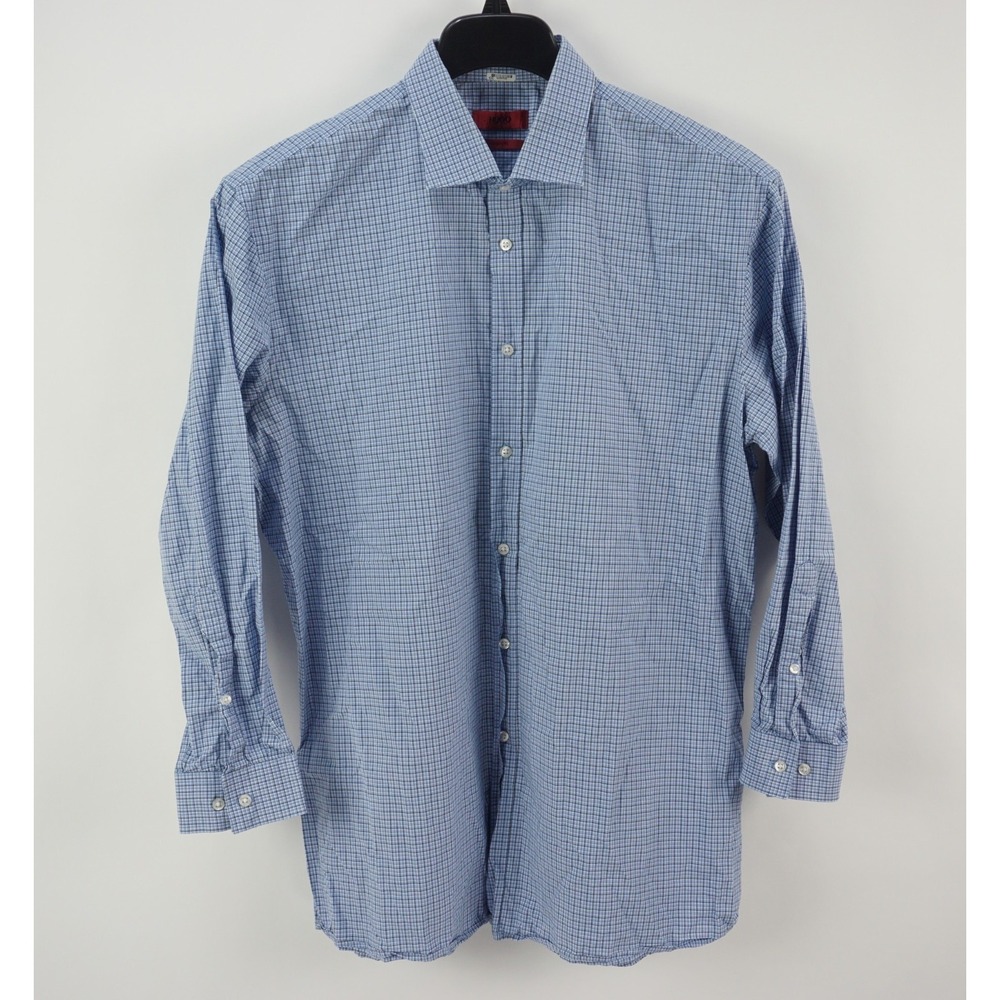 Hugo boss Enderson X Mens 17 - 32 Blue White Check Modern Fit Cotton Dress Shirt